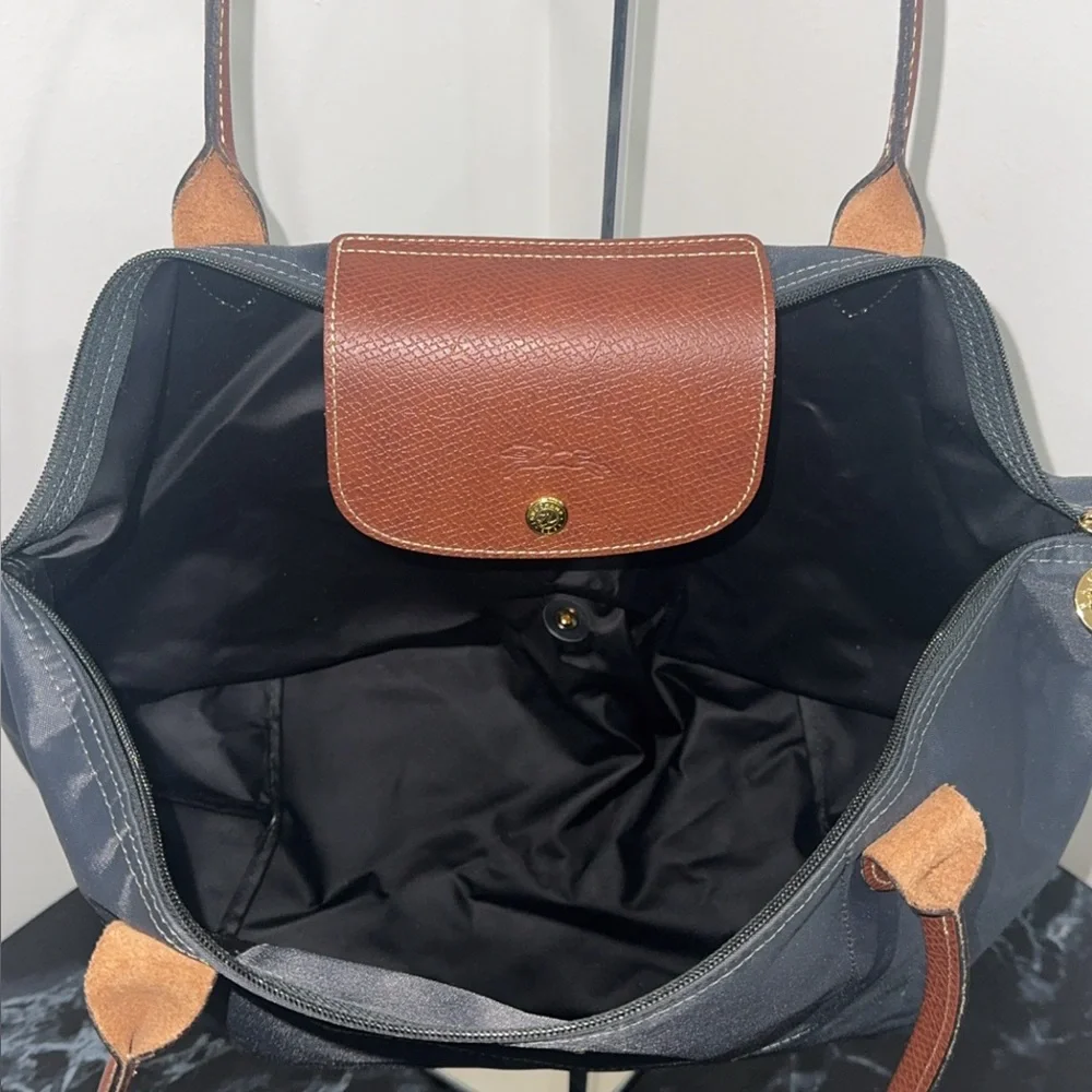 LONGCHAMP Large Le Pliage Nylon Shoulder Tote Marine Navy Blue AUTHENTIC - Picture 12 of 13